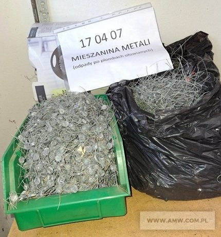 Złom mieszanin metali (zużyte plomby ołowiane z drutem stalowym) (kod odpadu 17 04 07) 